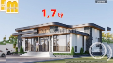 Thiết kế nhà 1 tầng đẹp như villa nghỉ dưỡng tại Sóc Sơn | MH03283